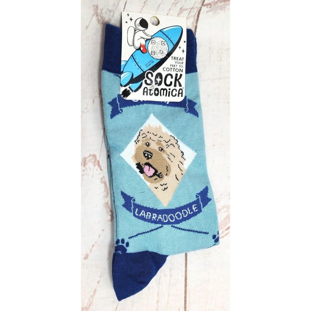 Sock Atomica Novelty Socks - Custom Cream Labradoodle Graphic for Pet Dog Lovers